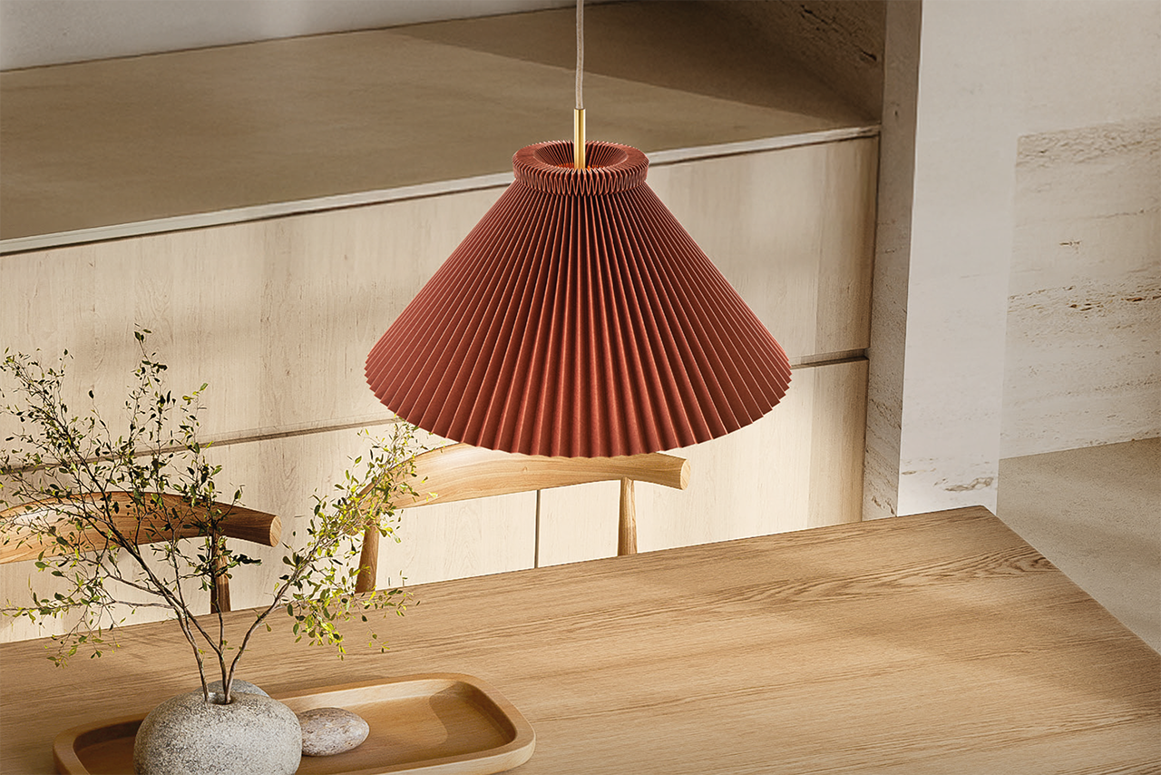 Leklint1 Pendant 30Cm Chocolate Paper Brass Hangup Lifestyle2